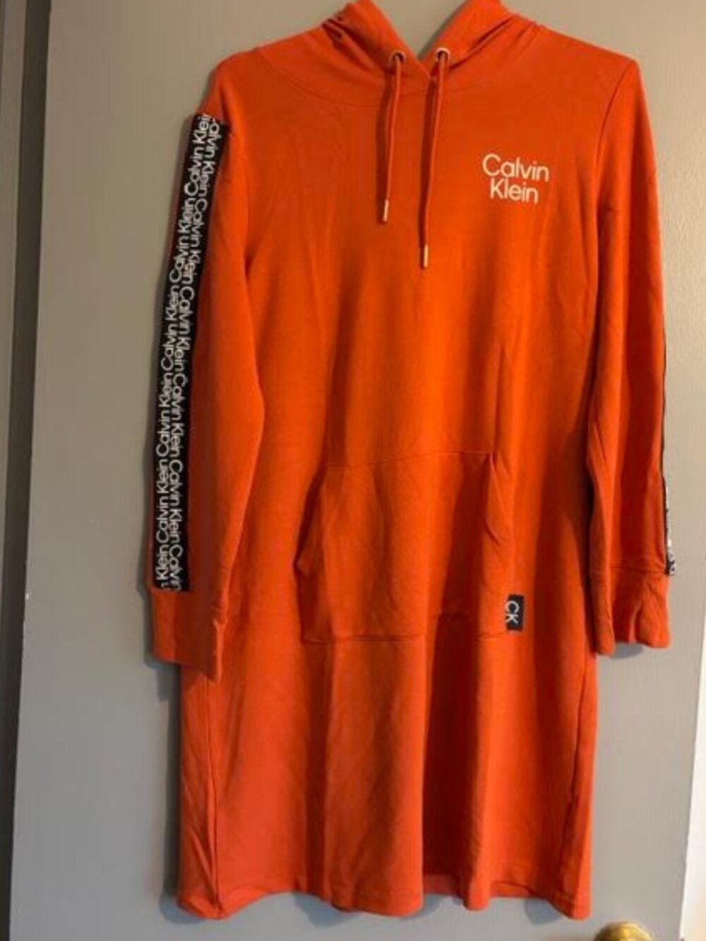 CALVIN KLEIN  Orange hooded sweatshirt dress  SIZE XL